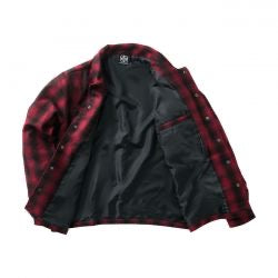 west coast choppers wool lined plaid jacket - red/blk