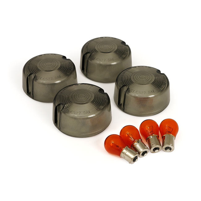 turn signal domed lens kit smoke - pre-01 harley-davidson