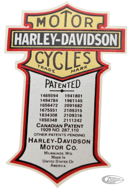 harley-davidson transfer patent matrica - 1940-1943