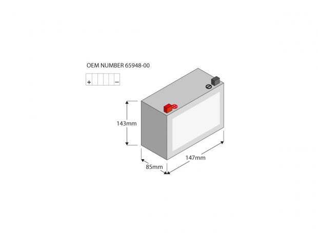 revtech ETX14 agm 220A power battery - 02-06/07 VRSCR/ 03-10 XB/ 19-23 Indian