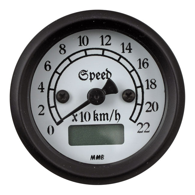 mmb 48mm ultra mini kilométeróra - 220 km/h fekete-fehér
