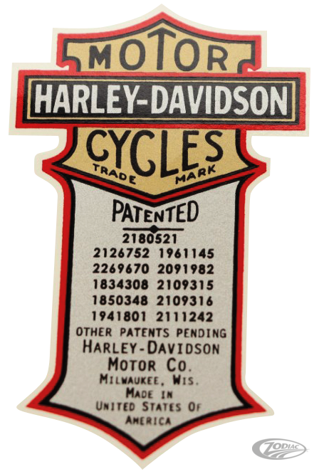 harley-davidson transfer patent matrica - 1944-1948