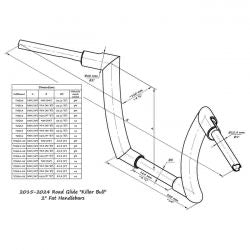killer custom killer bull 2" fat bar 14" rise - 21-23 Road Glide/21-25 Road King