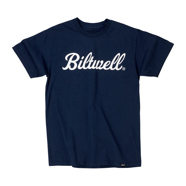 biltwell script póló - navy kék