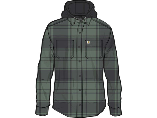 carhartt rugged flex relaxed fit flanel fleece-lined hooded shirt jacket