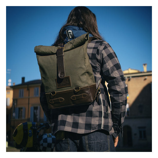 holy freedom moto backpack - green/brown