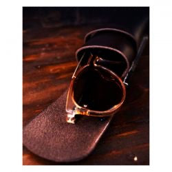 trip machine leather sunglasses case - tobacco