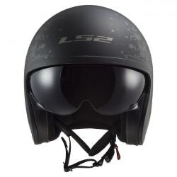 ls2 spitfire II black flag helmet matt black