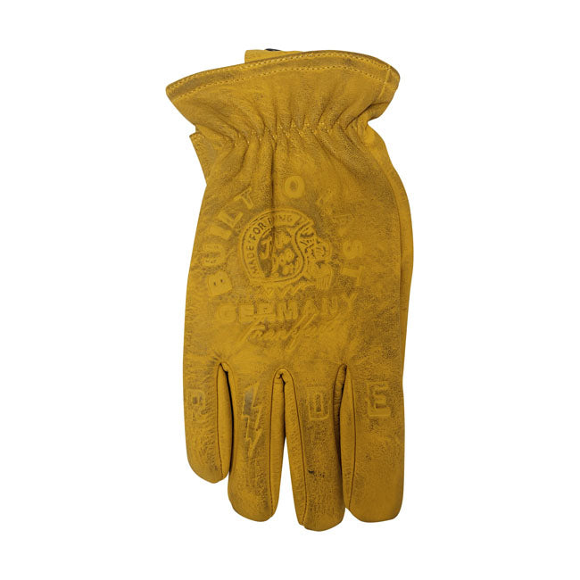 john doe coyote yellow embossed moto leather gloves