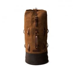 trip machine military leather duffle bag - tobacco brown