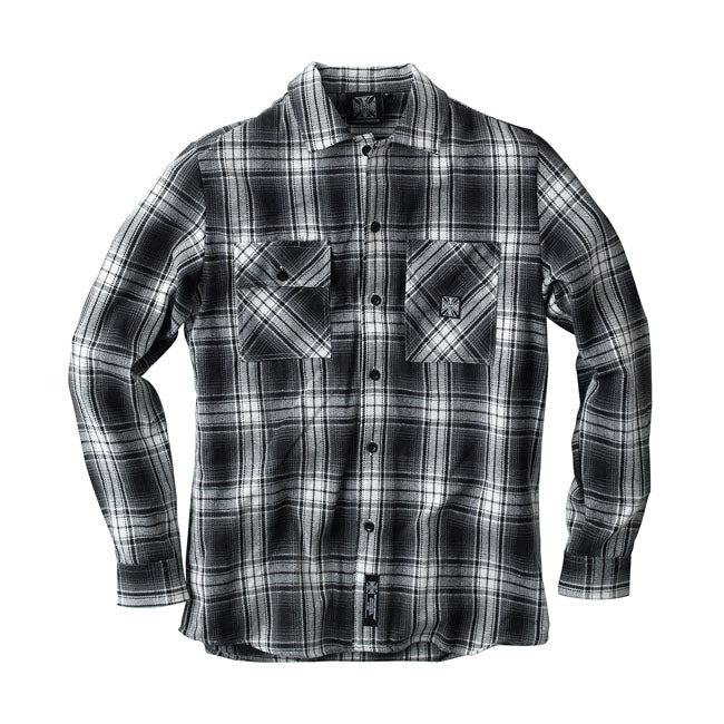 west coast choppers riser flanel shirt - white/gray