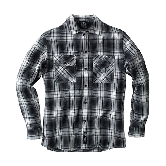 west coast choppers riser flanel shirt - white/gray