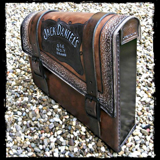 dhcustom jack daniels dark brown leather saddlebag