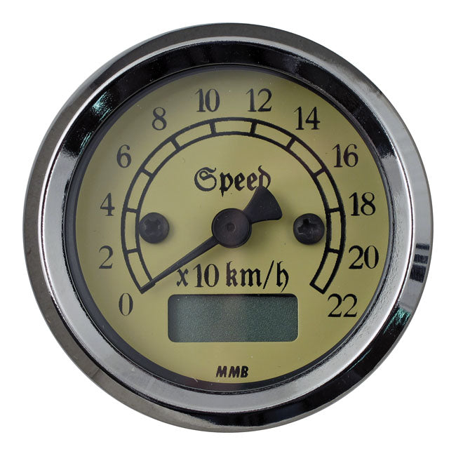 mmb 48mm ultra mini kilométeróra - 220 km/h króm-csont