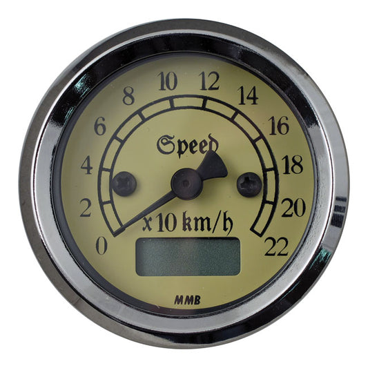 mmb 48mm ultra mini kilométeróra - 220 km/h króm-csont