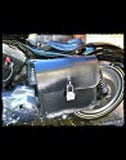 dhcustom blk leather with white thread saddlebag