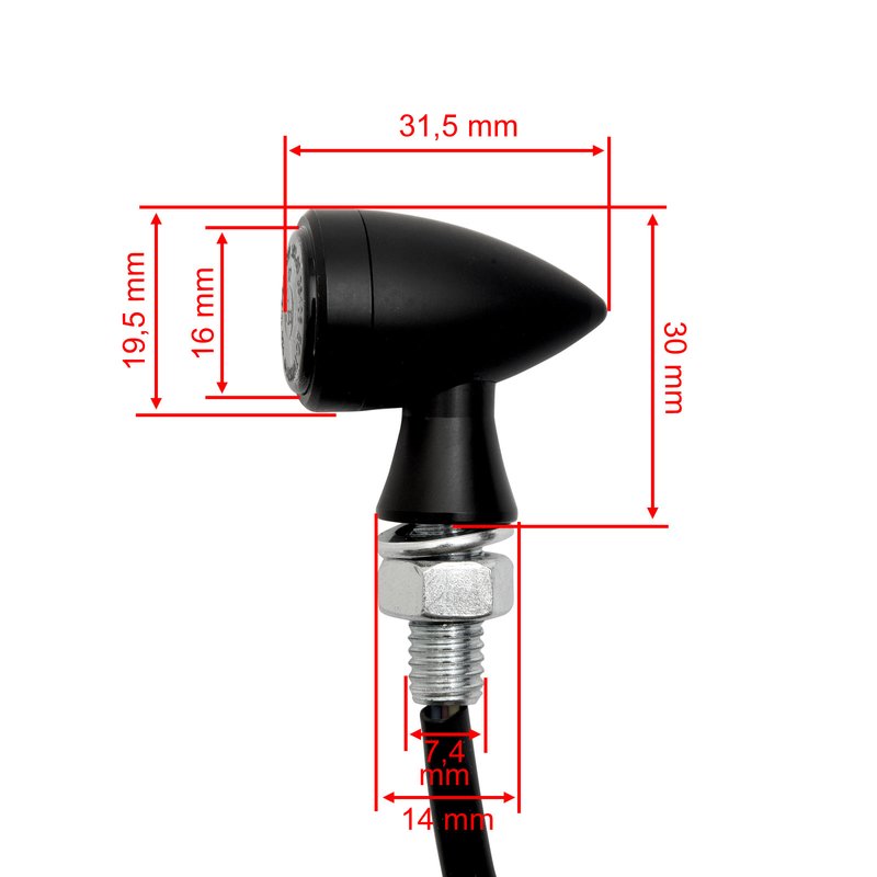 micro bullet LED irányjelző fekete (ECE)