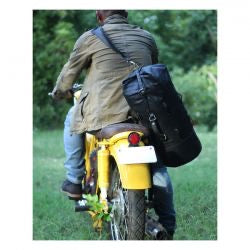 trip machine military leather duffle bag - blk