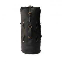 trip machine military leather duffle bag - blk