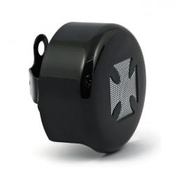 c-round horn cover maltese cross - blk - 93-24 H-D w side mounted horn