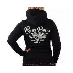 rusty pistons turner female zip hoodie - blk