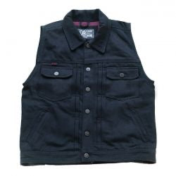13 1/2 rain splitter blk denim vest