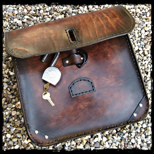 dhcustom brown leather saddlebag