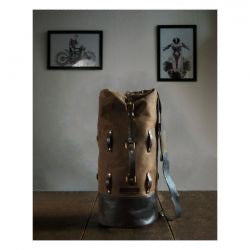 trip machine military leather duffle bag - tobacco brown