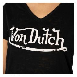 von dutch logo v-neck women t-shirt - blk