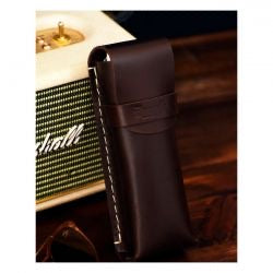 trip machine leather sunglasses case - tobacco