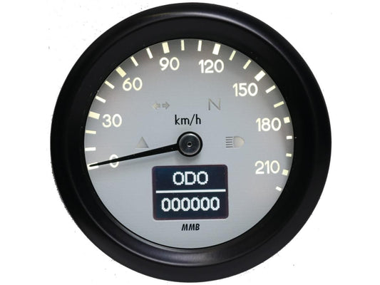 mmb 60mm basic speedometer - 220 km/h - blk - white