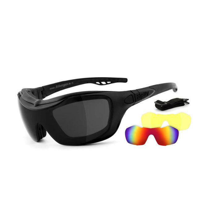 helly shades bandit 2 smoke/laser red/ xenolit moto goggles