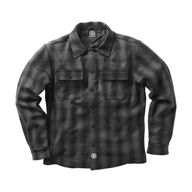 west coast choppers wool lined plaid jacket - red/blk