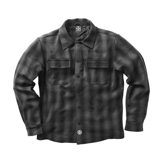 west coast choppers wool lined plaid jacket - green/blk