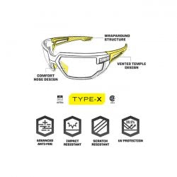 mechanix type-x safety glasses - clean lens