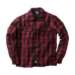 west coast choppers wool lined plaid jacket - red/blk