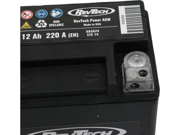 revtech ETX14 agm 220A power battery - 02-06/07 VRSCR/ 03-10 XB/ 19-23 Indian