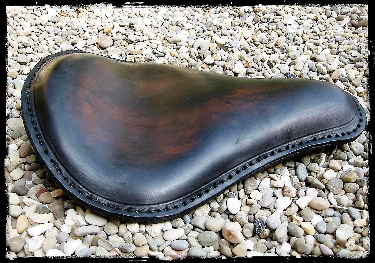 dhcustom dark brown old leather solo seat medium - universal