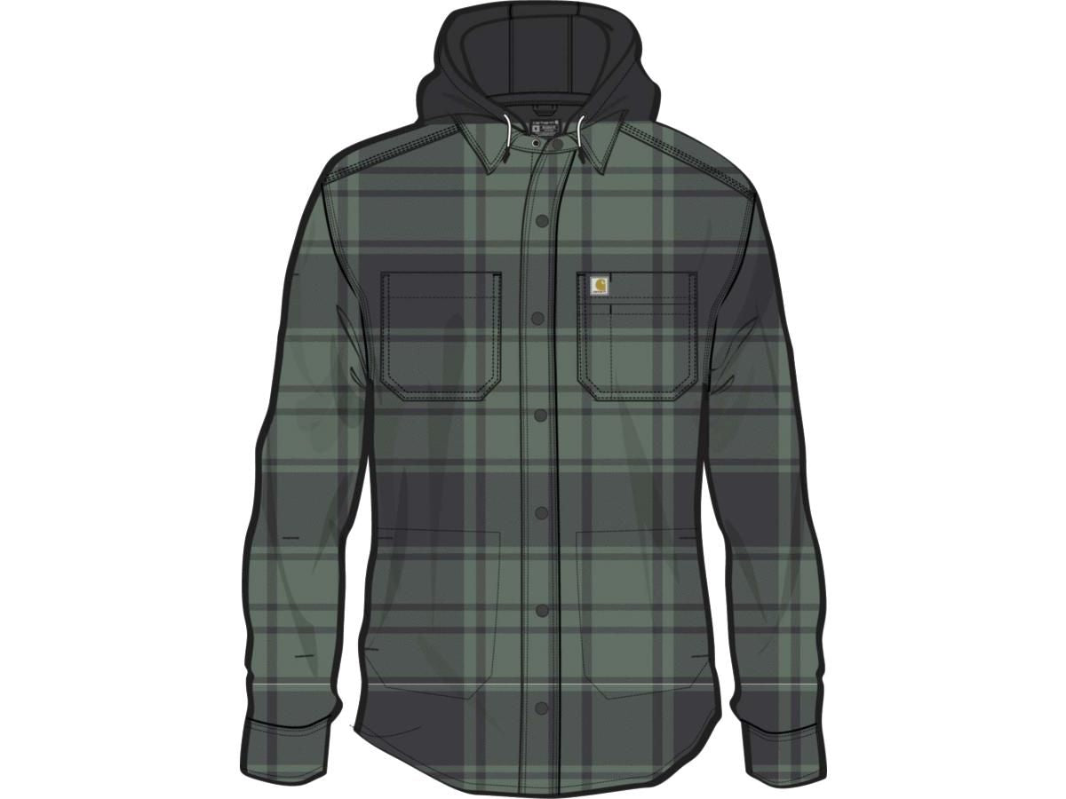 carhartt rugged flex relaxed fit flanel fleece-lined hooded shirt jacket