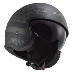 ls2 spitfire II black flag helmet matt black