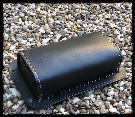 dhcustom blk with white thread leather pillion pad