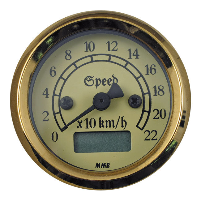 mmb 48mm ultra mini kilométeróra - 220 km/h króm-arany