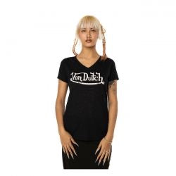 von dutch logo v-neck women t-shirt - blk
