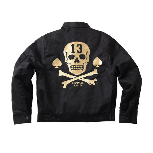 lucky 13 pirate skull work jacket dzseki