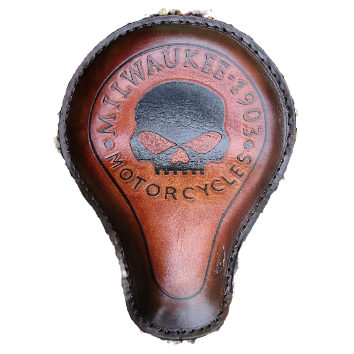 dhcustom milwaukee 1903 skull brown solo seat standard - universal