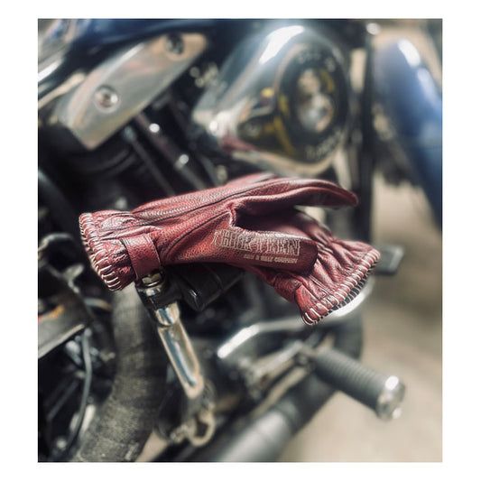 13 1/2 loud ride moto gloves - burgundy