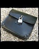 dhcustom blk leather with white thread saddlebag