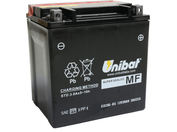 unibat 30Ah 385CCA acid battery - FLT/Touring/ Trikes