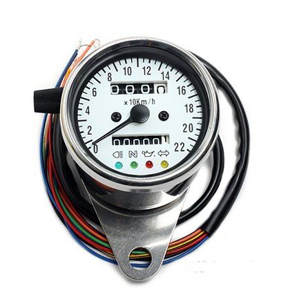 mini-kilométeróra 60mm kilométeróra jelzőlámpa króm/fehér