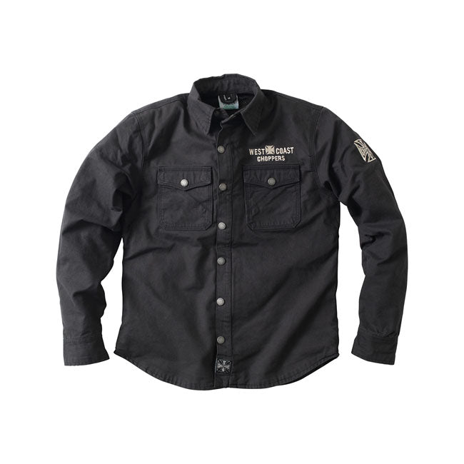 west coast choppers forged ridshirt shirt kevlar moto jacket - blk